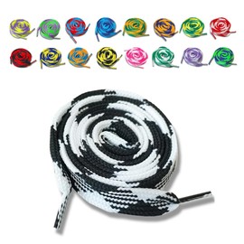 Actika Fat Shoelaces, 0.6 inch (15 mm) Wide, FAT Lace, Thick, Flat Lace, Vintage Shoes, FAT Laces, 0.6 inches (15 mm), black white