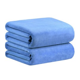 2 Piece Stylish Blue Oversized Beach Towel Set, Fluffy Highly Absorbent, Quick-Drying and Incredibly Durable | All Season Classic Ultra Soft, Comfy, Pretty Sky Shade, Super Thick Plush Lightweight
