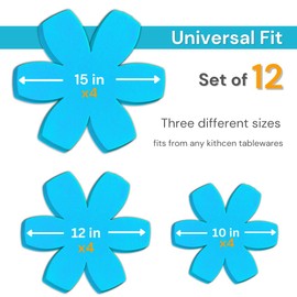Pot and Pan Protectors Set of 12 and 3 Different Sizes Separators Pad Pot Dividers Anti-Slip Pad for Stacking and Protecting Cookware Avoid Scratching (10" 12.5" 15") (Turquoise)