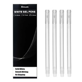 White Gel Pens – 1.0mm Gel Ink Pens for Black Paper Drawing, Smooth Ink Flow, High Opacity, Quick Drying Fine Tip, White Pen for Detailing, Journaling, Highlighting – Gel Pens for Coloring, 4 Pack