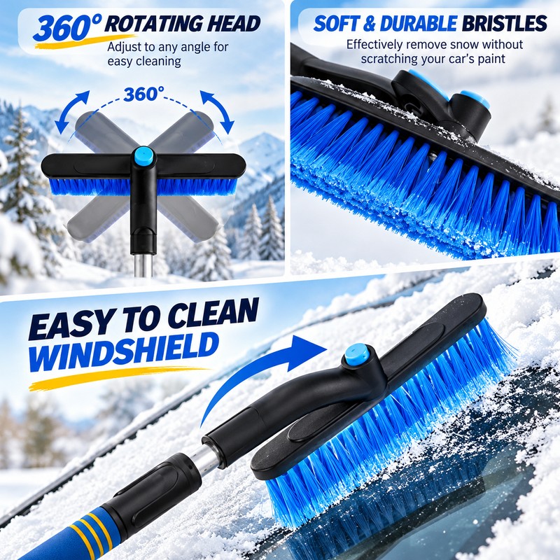 3-in-1 Extendable Snow Brush and Ice Scraper for Cars –