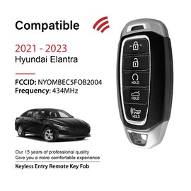 Keylessbest Replacement for 2021 2022 2023 Hyundai Elantra Key Fob Remote Control NYOMBEC5FOB2004 5 Buttons 6A Chip 434MHz