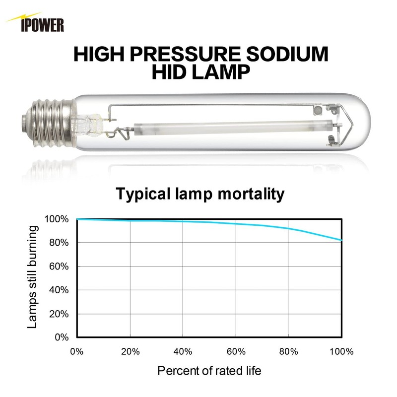 iPower 600W Pressure Sodium HPS Grow Light Bulb, with High