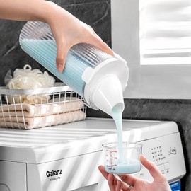 Laundry Detergent Dispenser Bottle with Measuring Cup – Transparent Storage Container for Detergent, Softener & Laundry Supplies