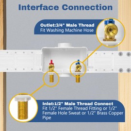 2-PACK GUOFIS Washing Machine Outlet Box with Center Drain,PEX Laundry Washer Box (1/2"MIP Sweat Connection Inlet X 3/4"MHT Outlet)
