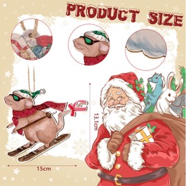 Soaoo 20 Pcs Christmas Mouse Wooden Ornaments Mice Christmas Tree Ornaments Christmas Mouse Ornament Christmas Decorations Xmas Animal Holiday Hanging Slices with Rope for Indoor Window Holiday Party