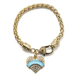 Inspired Silver - Light Blue Bridesmaid - Gold Braided Bracelet for Women - Pave Heart Charm Bracelet Jewelry Gift with Cubic Zirconia - Women's Charm Bracelet with Lobster Claw Clasp