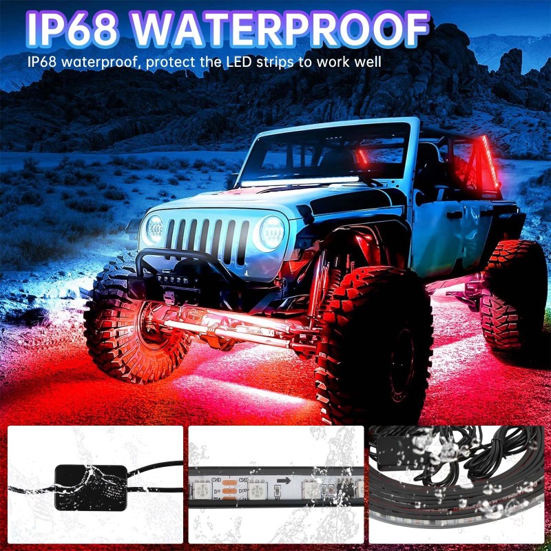KEEPDSGN 6PCS RGB LED Underglow Underbody Neon Light Strip Kit