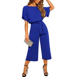 QUEENIE VISCONTI overol de verano para mujer, pierna ancha, informal, pantalones largos, peleles, día festivo, vestido, playsuit, Culotte Royal Azul, L