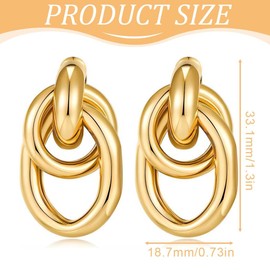IKOPFLN Knot Earrings 14K Gold Chunky Hoop Earrings Statement Jewelry Elegant Knot Design Stud Earrings for Women, AB
