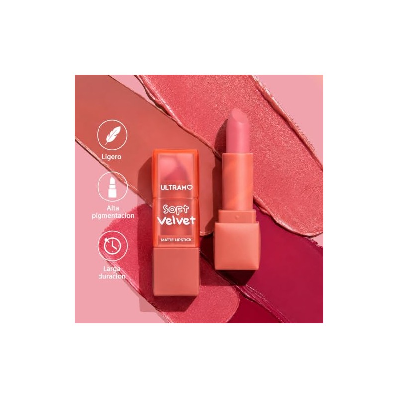 ULTRAMO Labial Mate Sedoso, Labial de Color Duradero, 6 Colores