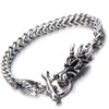 COOLSTEELANDBEYOND Mens Biker Stainless Steel Dragon Curb Chain Bracelet Toggle
