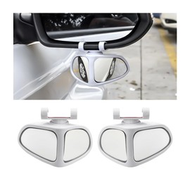 KHGUZ Car Blind Spot Mirror, 2PCS Adjustable HD Glass Vehicle Blindspot Convex with Wide Angle, Auxiliary Automotive Interior Rear View Specular Accessories, Universal for SUV, Sedan, Truck (White)