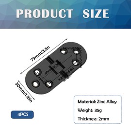 HayEastdor 4 Pcs Black Sewing Machine Flip Top Hinge Zinc Alloy Hinges with Screws for Drop Front Desk Drawer, Door Hinges Cabinet Hardware Accessory