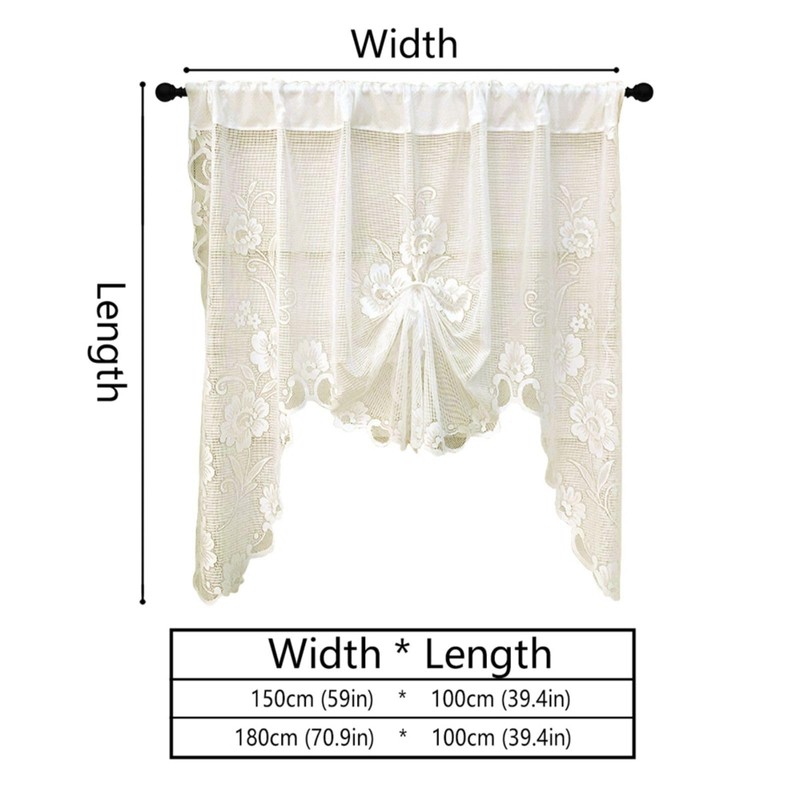 Maritown Swag Curtains Lace Valances Semi Sheer Floral Kitchen Window