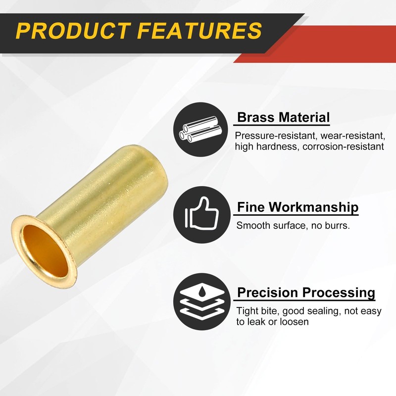 sourcing map 10Pcs Fit for 6mm(1/4") Tube ID Brass Compression