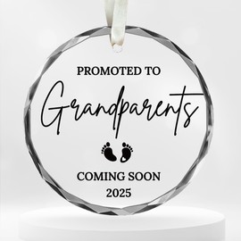 Pregnancy Announcement Great Grandparents Baby Announcement for Grandparents, Baby Announcement Pregnancy Gifts for Grandparents, Promoted to Grandparents Coming Soon 2025 Round Crystal