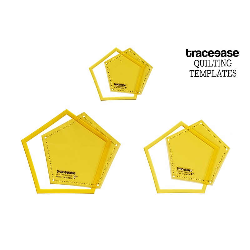 Traceease Pentagon Quilting Template Stencils Set of 3, 3"/4"/5" inches