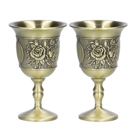 2pcs Wine Glasses Exquisite Chrysanthemum Pattern Vintage Court Style Metal Goblet for Bar Drinkware Gift
