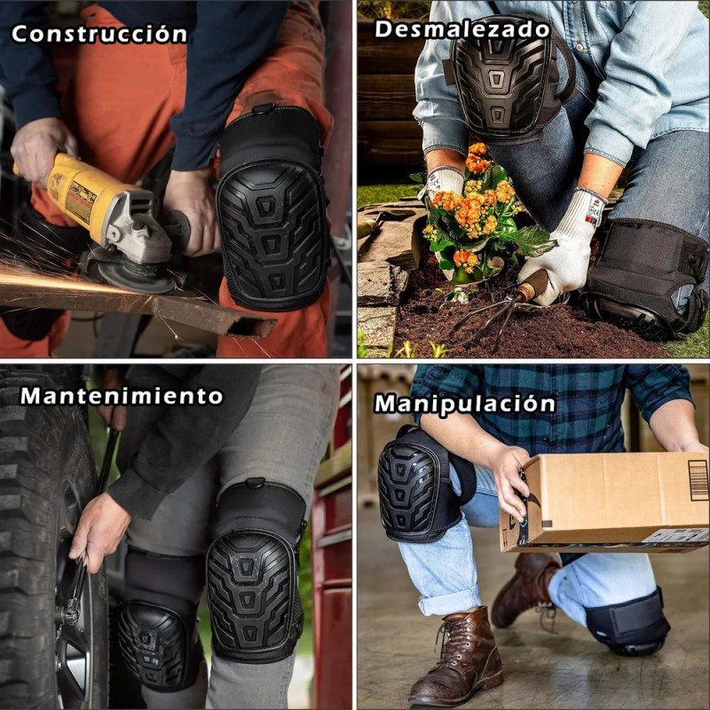 Rodilleras Kidomy Negras Resistente Uso Construcción Velcro Ajustable