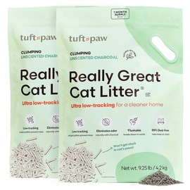 Tuft + Paw Really Great Cat Litter, Low Tracking Tofu Cat Litter, Clumping, Flushable, Odor Control, Dust-Free, Unscented - 9.25lbs x 2Bags