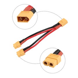 RIIEYOCA XT60 Parallel Battery Connector 14AWG Cable XT60 Y Splitter 1 Male to 2 Female for RC Drones,RC Cars,FPV Equipment Dual Battery System Power Distribution (13cm/5.1in)