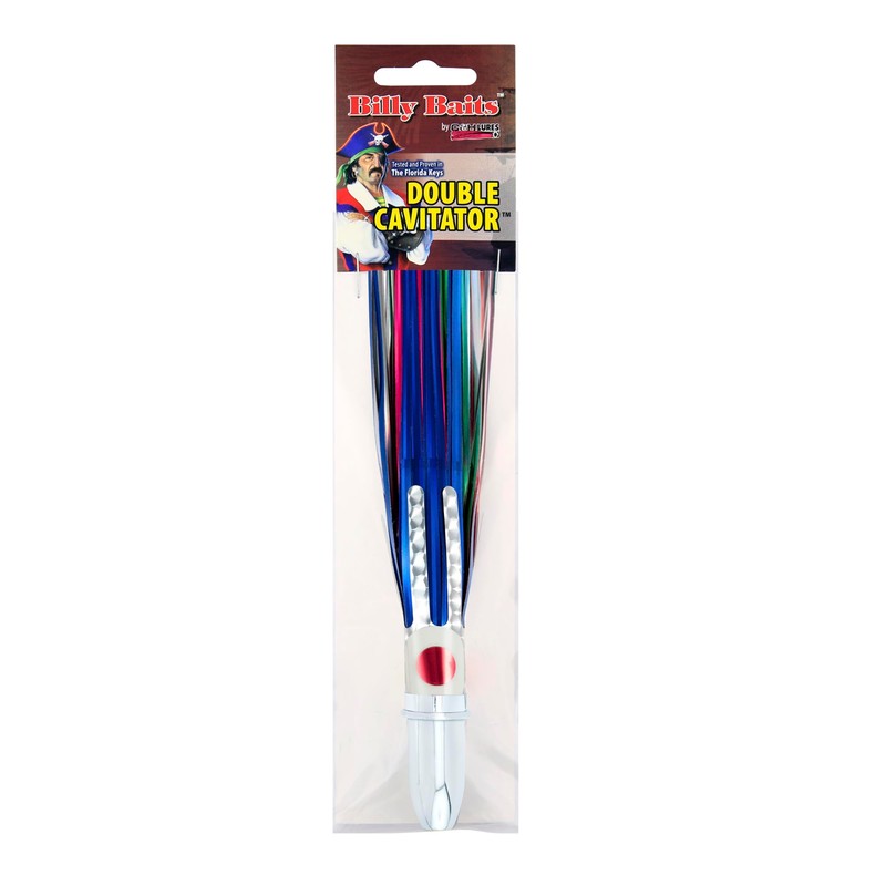 Billy Baits, Double Cavitator Lure, Green/Blue/Pink Skirt, 2 oz /