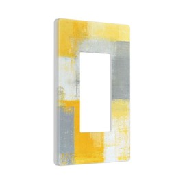Bimrahy Yellow Grey Outlet Light Switch Wall Plate Cover Decorative Abstract Electrical Rustic Faceplate for Living Room Kitchen Home Decor, , 1 Rocker with Screws (FKKH561)