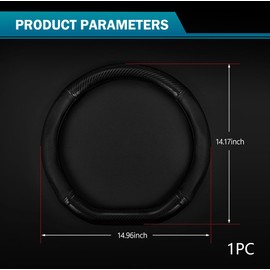 Polcatay Car Steering Wheel Cover, Carbon Fiber Non-slip Sweat-absorbent Breathable Protective Cover, Tightly Fitting Anti-scratch Steering Wheel Accessories, for Most Cars Trucks (Black #D-shape)