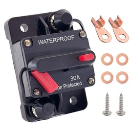 Ampper 30A Circuit Breaker, Surface Mount DC 12V-48V Waterproof Thermal Circuit Breaker Fuse with Manual Reset/On-Off for Boat Trolling Motor Auto Audio Solar and More