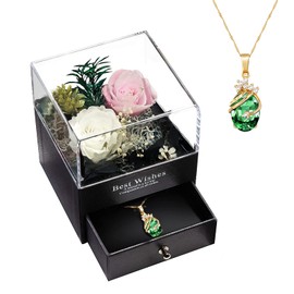 MINCHEDA Eternal Rose Necklace Gift Box with Jewellery for Wife/Girlfriend/Mother, Christmas, Mother's Day, Birthday, Anniversary