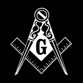 Traditional Square & Compass Masonic Vinyl Decal - White 6 Inch