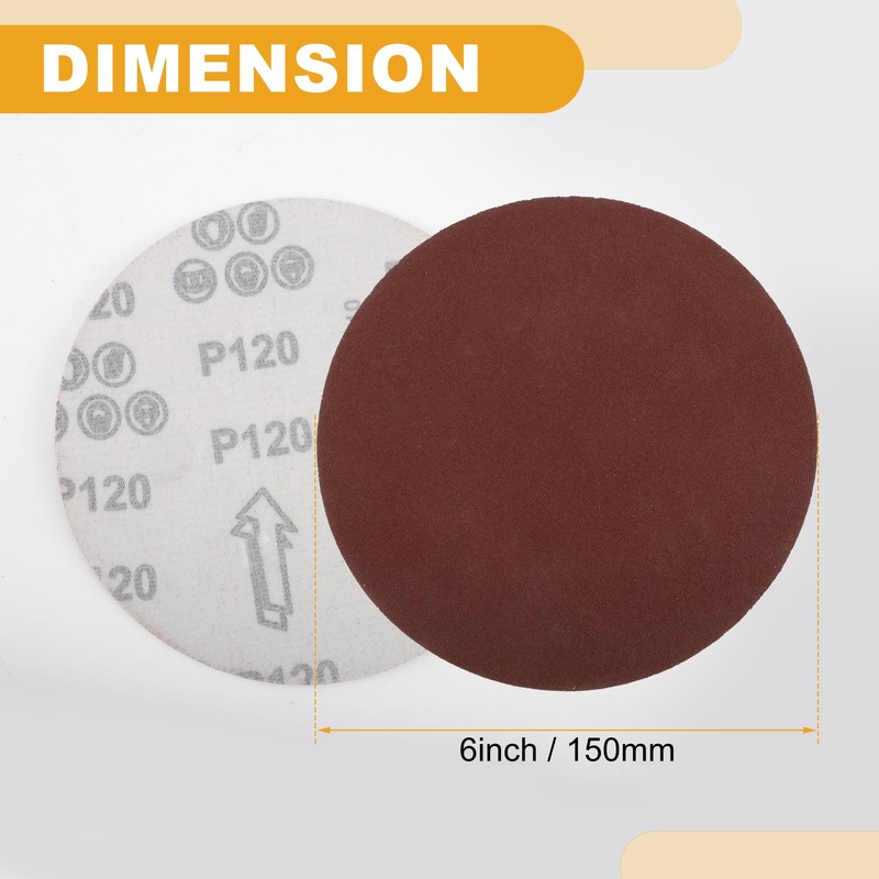 Partuto 10 Pcs 6inch 120 Grit Universal Sanding Discs -