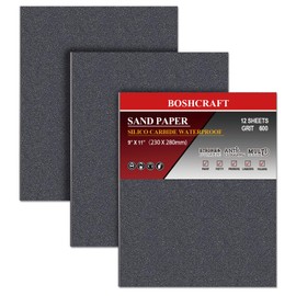 BOSHCRAFT 600 Grit Sandpaper, Wet Dry Sandpaper for Wood Metal Hand Sander Sand Paper Sandpaper Sheets Sandpaper Set Cut for Use 9"" x 11""/12 Sheets
