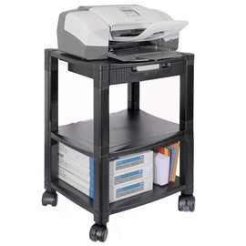 Kantek Mobile Printer Stand, 3 Shelf with Drawer, 17"x13.25"x24.5", Adjustable Height, Cable Management, Desk Side, Castors