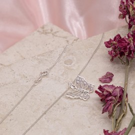 Tuscany Silver Women's Sterling Silver Cut Out Butterfly Pendant on Chain Necklace of 46cm/18"