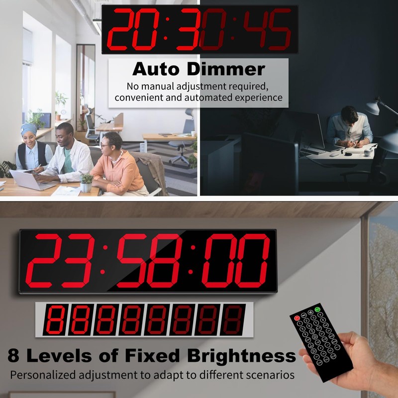 CHKOSDA 27.5''Large Digital Wall Clock,Auto Time Sync Digital Clock with