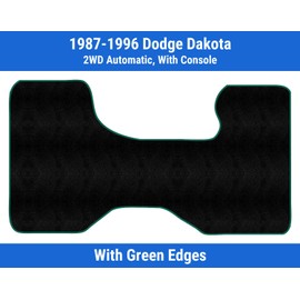 PartCatalog Green Edge Custom Fit Front Carpet Floor Mat, Black, Compatible with Dodge Dakota 2WD Automatic, with Console 1996 1995 1994 1993 1992 1991 1990 1989 1988 1987