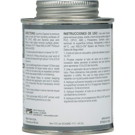 Weld-On 10203 C-65 PVC/CPVC/ABS/Styrene Cleaner - Low-VOC, Clear, 1/2 Pint (8 fl oz)