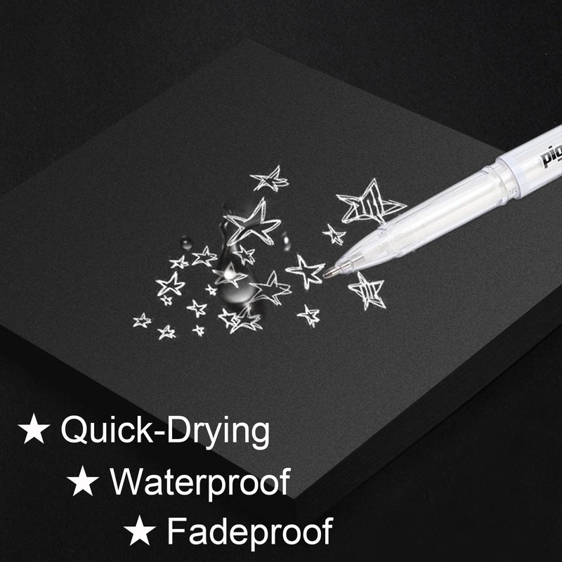 White Gel Pens for Art Drawing Sketching Writing 1.0mm White