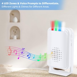 Door Alarm,NineLeaf Door Chimes When Door Opens,Motion Sensor,918ft Long Range,Anti-The,4-Color LED Light,17 Music 5 Volume Levels,Easy Installation,for Shops, Offices, Factories,Hotel,4PK