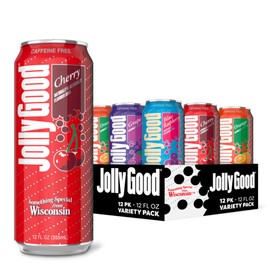 Jolly Good Classic Wisconsin Crafted Soda Variety Pack, Flavored Soda Pop Drink, Caffeine Free Soft Drinks for Adults & Kids, Craft Soda for Mocktails & Cocktails, Made in America, 12 Oz Cans, 12 Pack