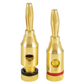 Poppstar 20x high end banana plugs (set of 2), banana plugs for loudspeaker cable (up to 4 mm²), speakers, AV receiver, 24 k gold plated, (10 x black, 10 x red)