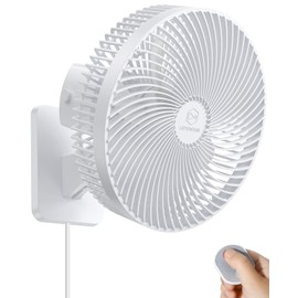10 Inch Quiet Wall Mount Oscillating Fan with Remote & Timer, 4-Speed Portable Air Circulator for RV Indoor Use, Adjustable Tilt with 5.9ft Adapter, 90° Cooling for Home Office Bedroom Bathroom