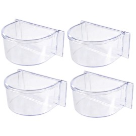 Mcage 4 of Bird Parrot Cage Seed Water Food Feeder Bird Cup Clear Plastic Cup