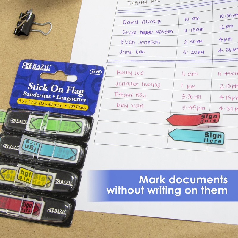 BAZIC Products Neon Page Marker Dispensers, Sticky Notes for Study