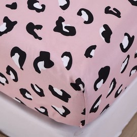 JQWUPUP Leopard Print Microfiber King Fitted Bed Sheet, Fitted Sheet Deep 30cm for King Bed 150x200cm
