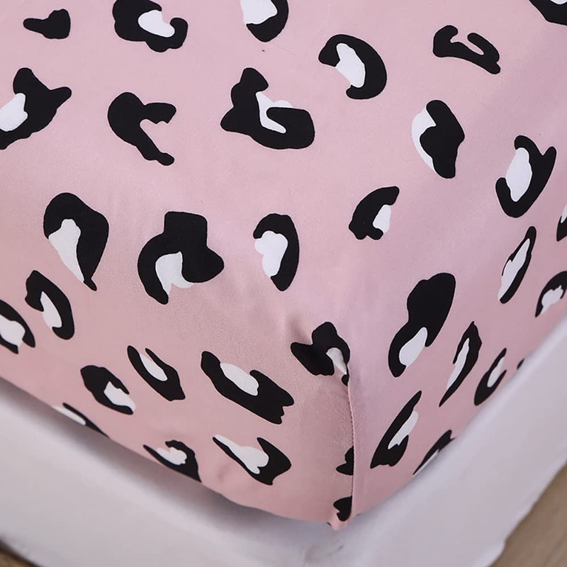 JQWUPUP Leopard Print Microfiber King Fitted Bed Sheet, Fitted Sheet