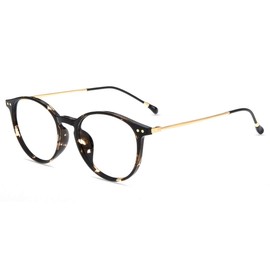 Firmoo Blue Light Glasses Without Visibility Women Men Round Retro Blue Light Filter Computer Glasses Anti-Glare, Large UV Protection Glasses leopard