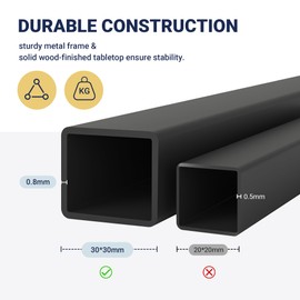 Allewie 3-Piece Dining Table Sets with Benches, Heavy Duty Metal Space-Saving Dinette for Kitchen/Living Room/Studio, Black Legs and Wooden Board